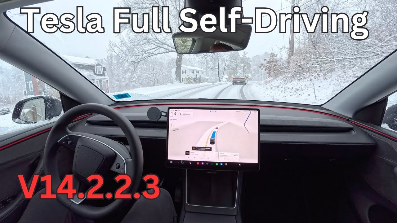 Driving in the snow on Tesla FSD V14.2.2.3