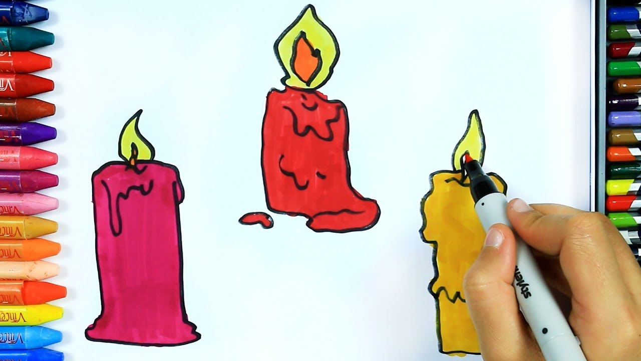 Wie zeichnet man Kerze 🕯️ | Ausmalen Kinder | Kindervideos | Malen und