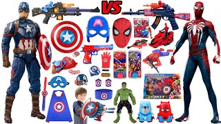 Spider-man VS Captain America Toys Collection Unboxing Review-Cloak，Robots，Mask，gloves，Laser sword