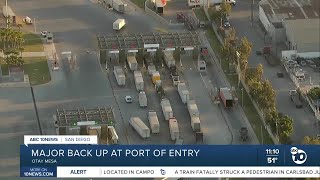 Backup Of Truck Trying To Cross Through Otay Mesa Port Of Entry