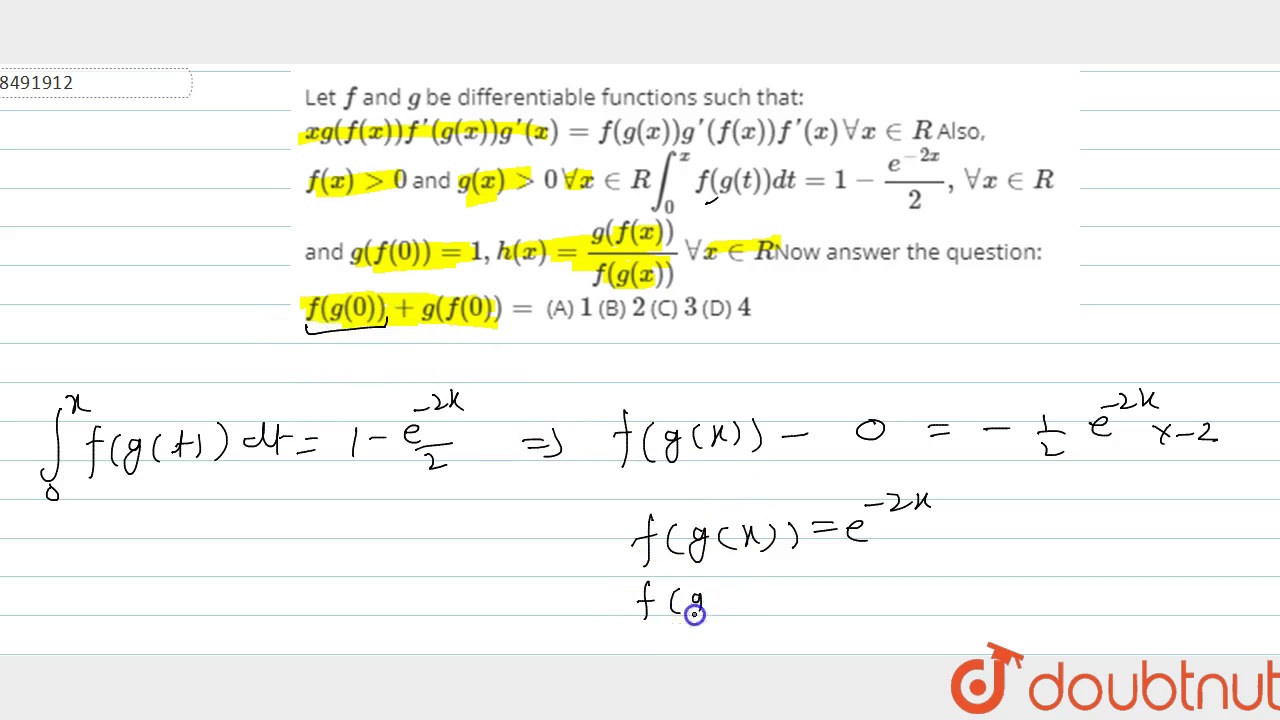 Let F And G Be Differentiable Functions Such That Xg F X F G X G X F G X G F X F Youtube