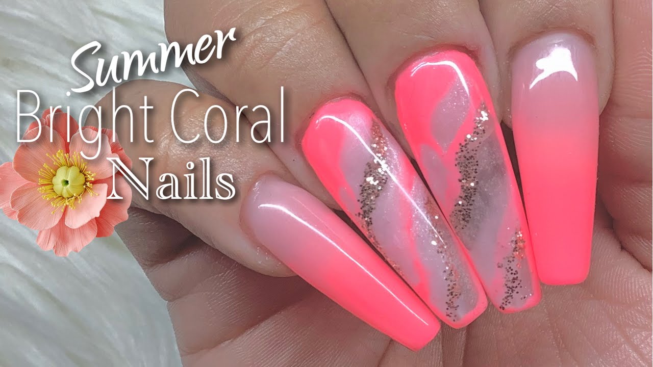 Coral Builder Gel Ombré Nails | Summertime Nails | Watch me do my nails ...