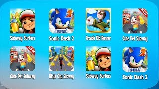 Subway Surfers, Sonic Dash 2, Cute Pet Subway, Ninja City Subway, Arcade Kid Runner screenshot 1