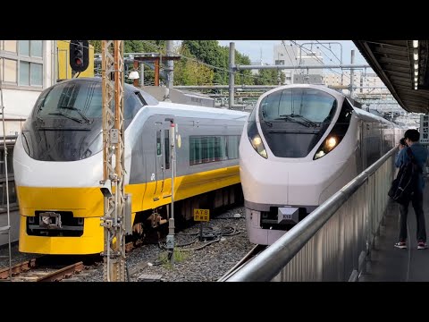 E657系ｶﾂK2編成（フレッシュひたち色リバイバル塗装・黄色※イエロージョンキル塗装・連結器カバー無し）が特急ときわ55号いわき行きとして上野駅8番線を発車（55M）2023.9.26