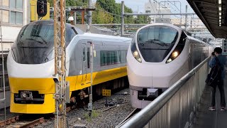E657系ｶﾂK2編成（フレッシュひたち色リバイバル塗装・黄色※イエロージョンキル塗装・連結器カバー無し）が特急ときわ55号いわき行きとして上野駅8番線を発車（55M）2023.9.26