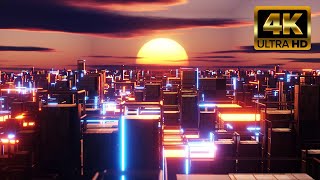 Sci-fi Sunset City – 1HR LOOP 4K 60FPS