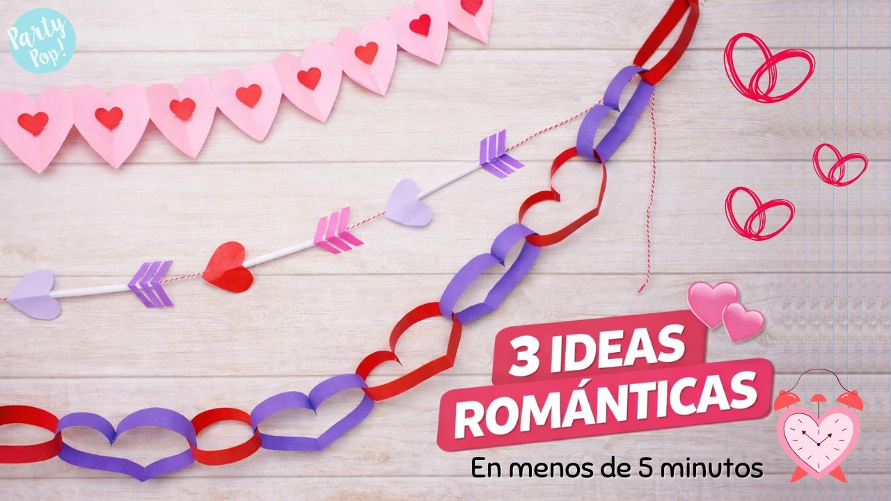 3 GUIRNALDAS de CORAZÓN 💖 | Decoración Romántica Fácil con Papel (DIY)