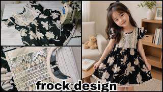 Baby Girl Stylish Frock Cutting & Stitching Tutorial ✂️|Cute Floral Baby Frock Design with Lace Work