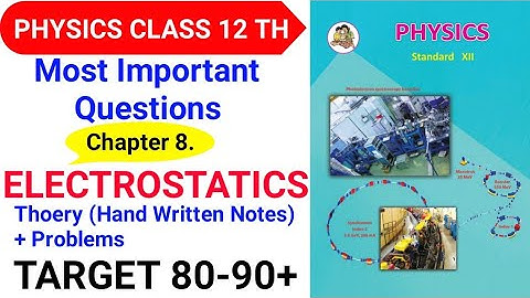 Most Important Question | Chapter 8. Electrostatics |Theory And Problems | Physics Class 12th