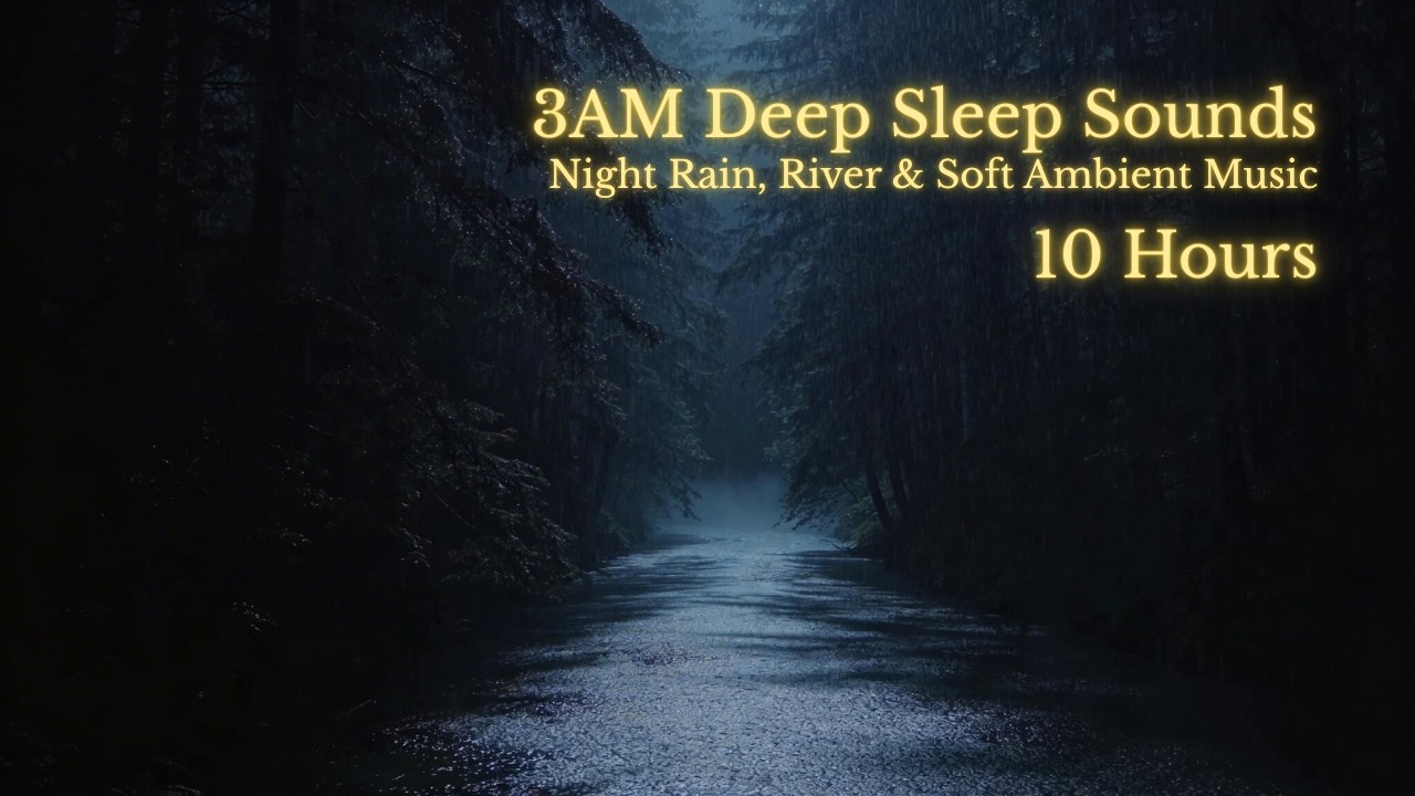 3AM Deep Sleep Sounds 🌙 Night Rain, River & Soft Ambient Music • 10 Hours