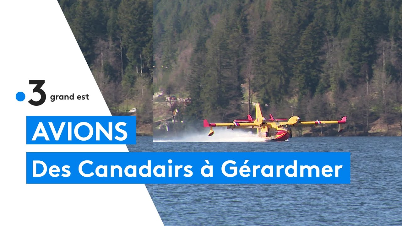 Lutte contre les incendies  des avions Canadair sur le lac de Grardmer