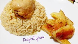 روز ازعر بالدجاج و بطاطا في الفور _riz au poulet et pomme de terre au four