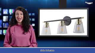 Vanity Mirror Lighting Black Brushed Gold Glass Lamp Shade Bathroom Wall Lamp 3-NEPARTAK screenshot 5