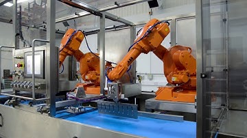 Abb robot twin system in a Newtech cutting machine