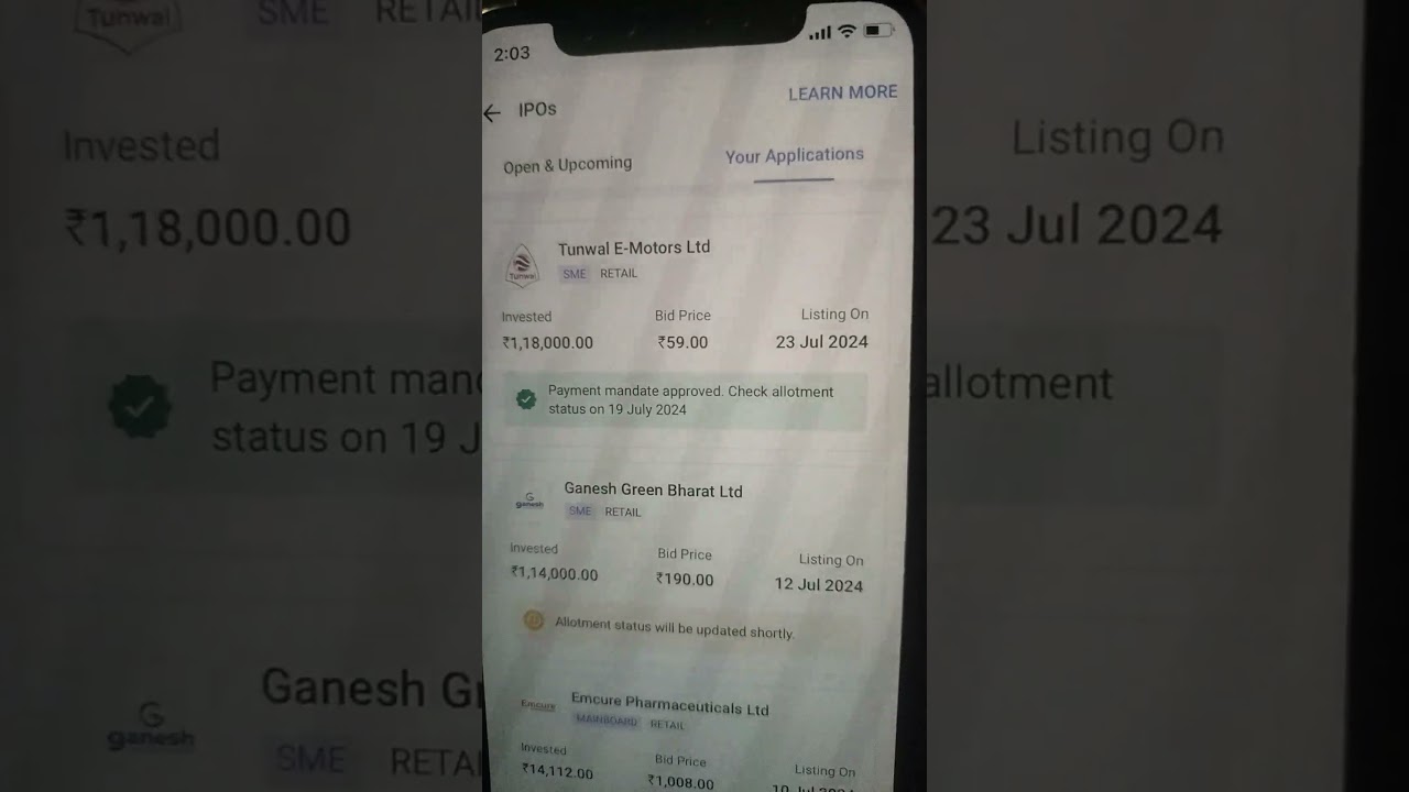 tunwal e motors ipo apply