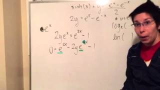 Michelle's Math Videos: hyperbolic sine, cosine, inverse of sinh(x)