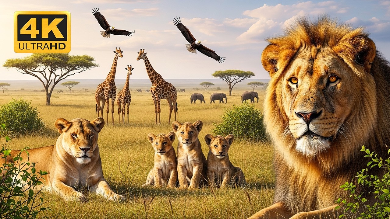 4K Wildlife Wonders – Serengeti Giraffes & Vast Dry Season Landscapes
