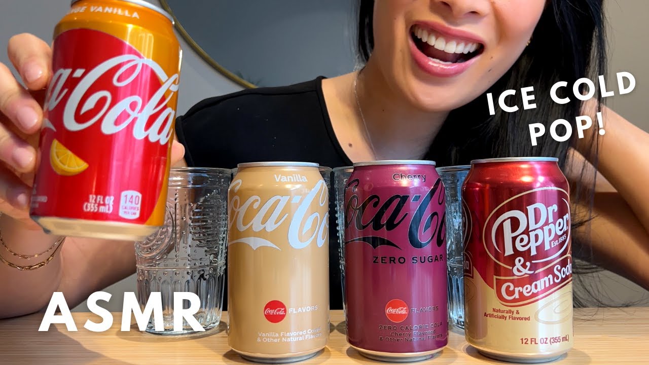 ASMR Drinking Coke and Dr. Pepper Ice Cold Pop (No Talking, Gulping Sounds)