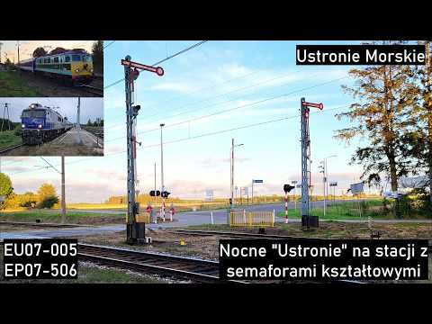 Nocne "Ustronie" na stacji z semaforami kształtowymi w Ustroniu Morskim
