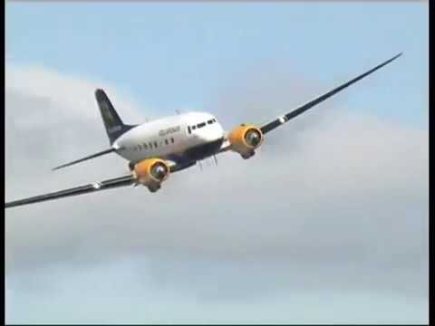 Douglas Dakota C-47 making couple of low passes in a small airshow at a local flying club in Iceland in summer of 2006. Love the engine sound!