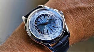 Patek Philippe World Time 5130P-001 Platinum Blue Dial review 4K