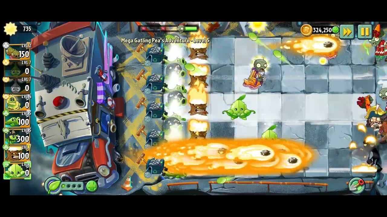 plants vs zombies 2 mega gatling peas adventure - YouTube