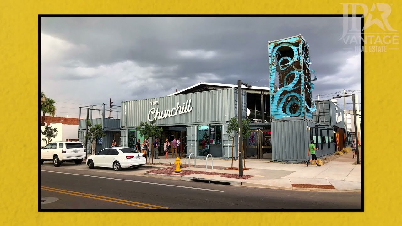 THE CHURCHILL AT ROOSEVELT ROW IN DOWNTOWN PHOENIX = FOOD COURT AND ART RETAIL.