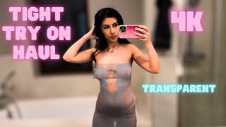 [4K] Spicy Tight Transparent Dresses - Lingerie Try On Haul