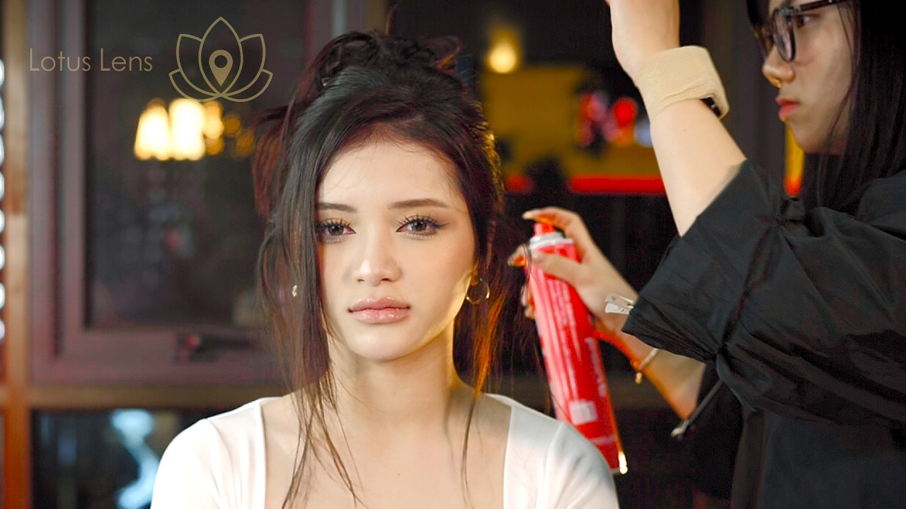 Asmr Modern Stylish Wet-Look Bun Hair Styling | Phuong Hang Makeup (Unintentional Asmr)