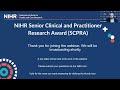 An introduction to the NIHR Senior Clinical and Practitioner Research Award (SCPRA)