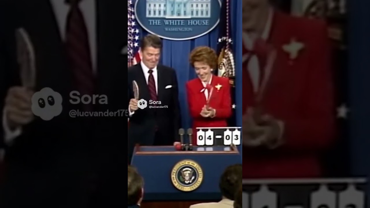 Watch Your White House Games - Nancy and Ronald turn press conference into toy paddle duel.