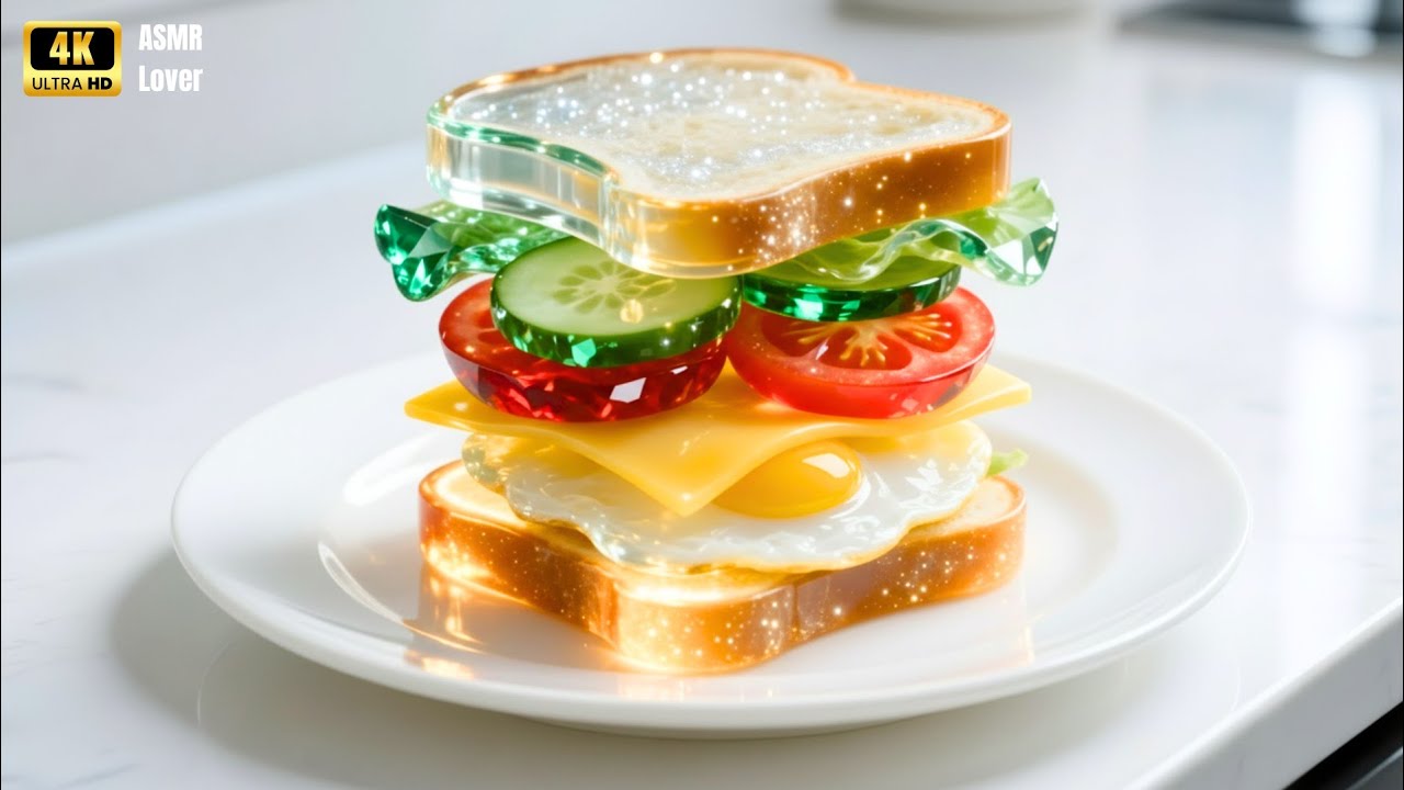 Making Transparent Glass Sandwich - Satisfying Cooking ASMR 🥪💫!