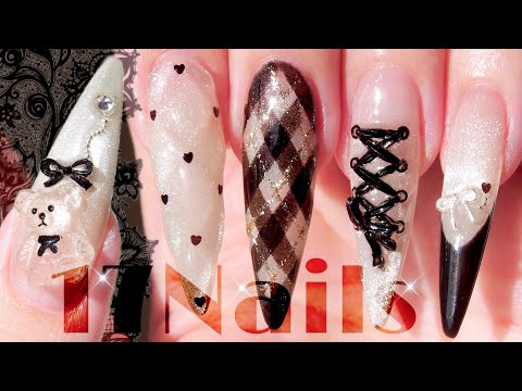 マグネットジェルでワンホンネイル💅チェックネイルとキルティング