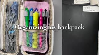Organizing my backpack