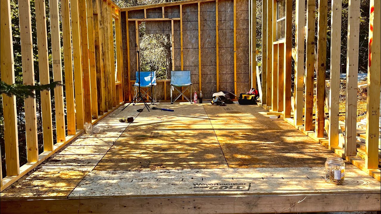Building Off Grid Cabin In The Woods With Wife PT2 Not Much Talking ...