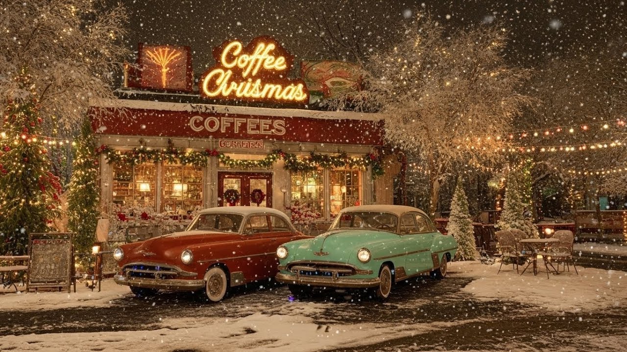 Peaceful Winter Coffee Shop by the Lake ❄️☕ Snowy Evening Jazz Vibes