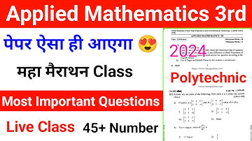 Applied Mathematics 3rd Model Paper 2024|Applied Mathematics 3rd semester polytechnic Imp Questions