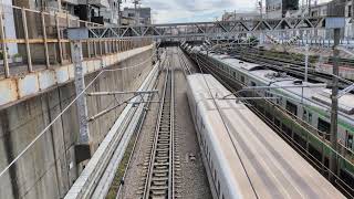 N700系列とE231系近郊タイプ付属編成+E233系3000番台基本編成の通過