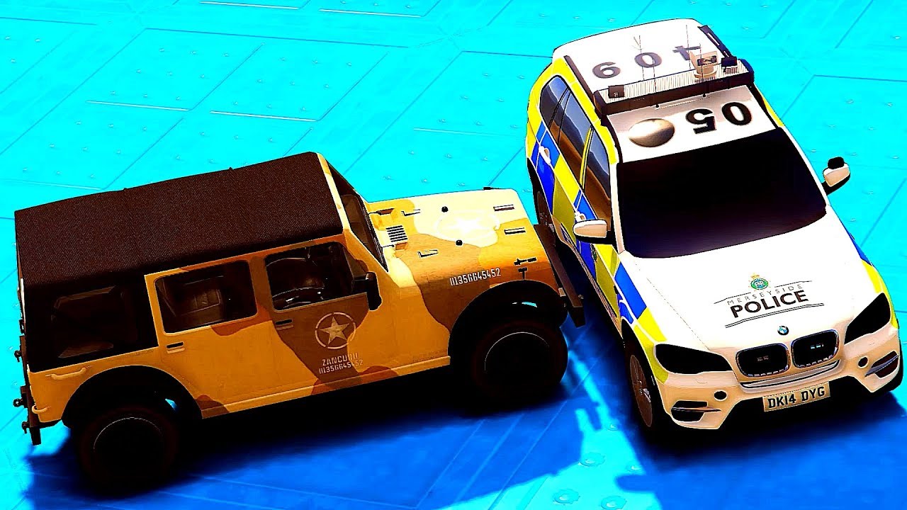 Полицейская Машина и Армейский Джип Мультики про Машинки для Детей ...