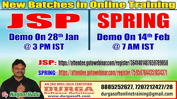 New Batches in Online Training @ DURGASOFT