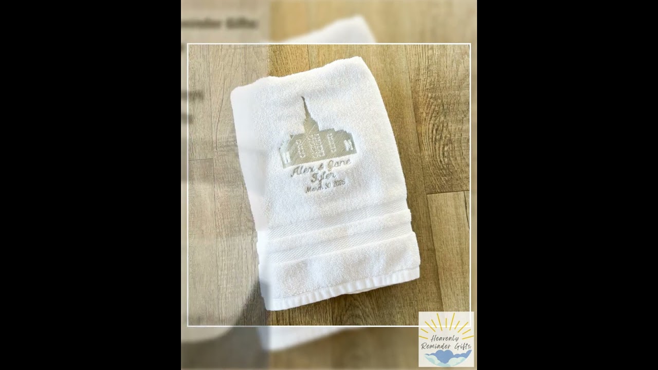 LDS Bride Keepsake | Temple Monogram Wedding Towel | Eternal Vows Present with Names & Sealing Da...