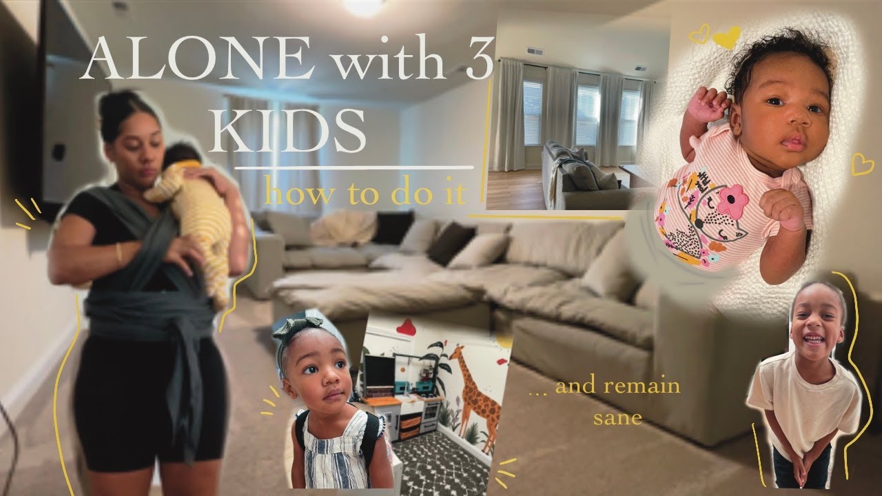 ALONE with 3 Kids VLOG| NEWBORN baby + 2 KIDS- HOW TO: Evening routine, cleaning, cooking, bedtime