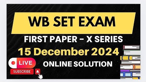 West Bengal SET EXAM|First Paper Solution 2024 | Teaching and Research Apptitude| 15 December 2024