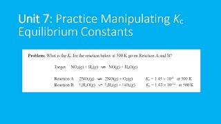 Practice Manipulating Kc Equilibrium Constants