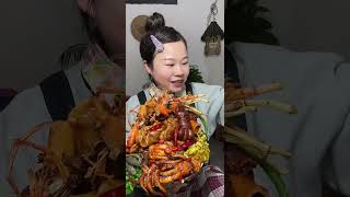 Susu Yummy Spicy Food Mukbang  Eating Spicy Seafood With Fried Pig Intestines And Green Vegetables 