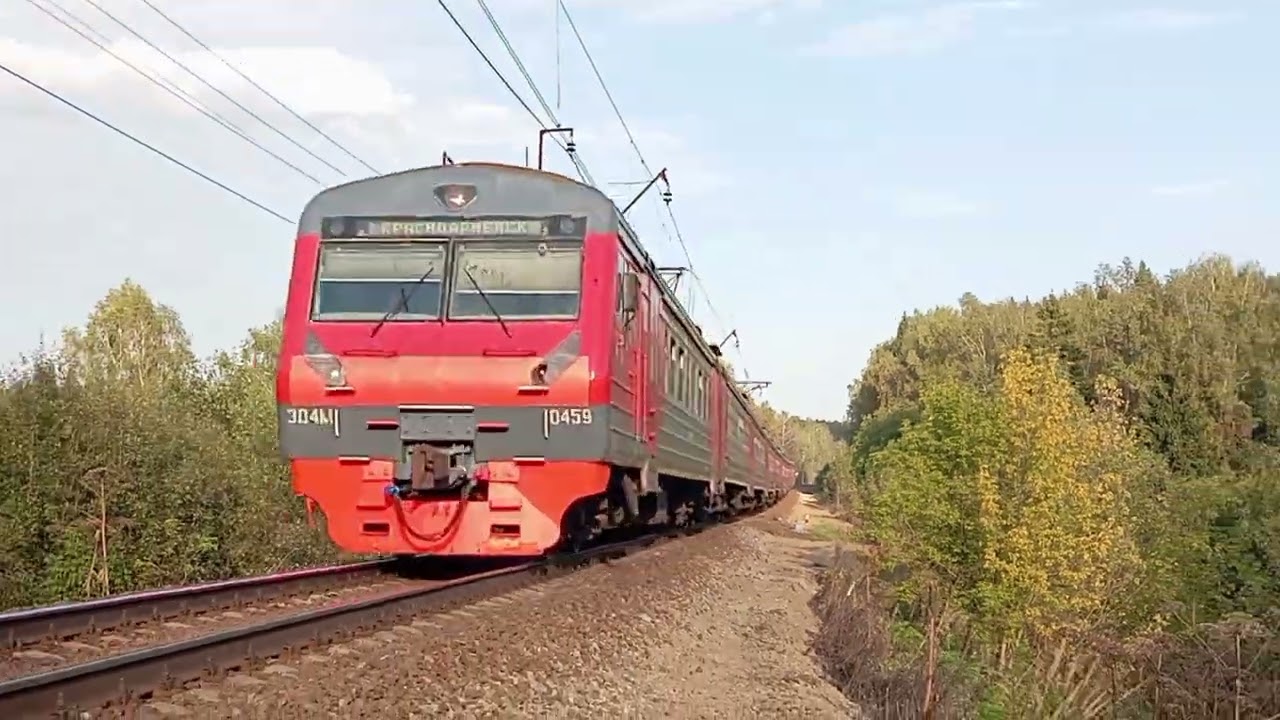 ЭД4М (0459) С водолазом в последнем вагоне, на перегоне Софрино - Рахманово 