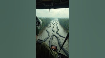 giant pythons in the amazon river captured from helicopter