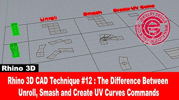 Rhino 3D CAD Technique #12: Difference between Unroll, Smash and Create UV Curve commands (有中文字幕)