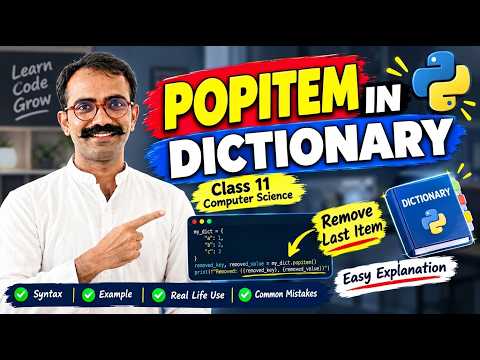 How to Remove Items Using popitem() in Python Dictionary? | Class11 computerscience | CBSE