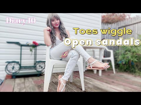 Diary 10 | Feet in open sandals | Wiggle toes